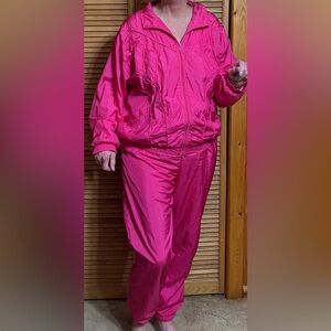Lavon Pink Track Suit Set XL Windbreaker Jacket/Pants Activewear